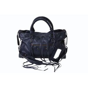 BALENCIAGA The City Handbag Navy Blue Leather Shoulder Bag